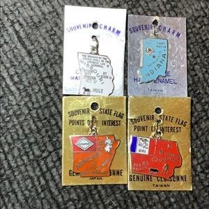 New Vintage Souvenir Charms IN, MO, AR & Iowa